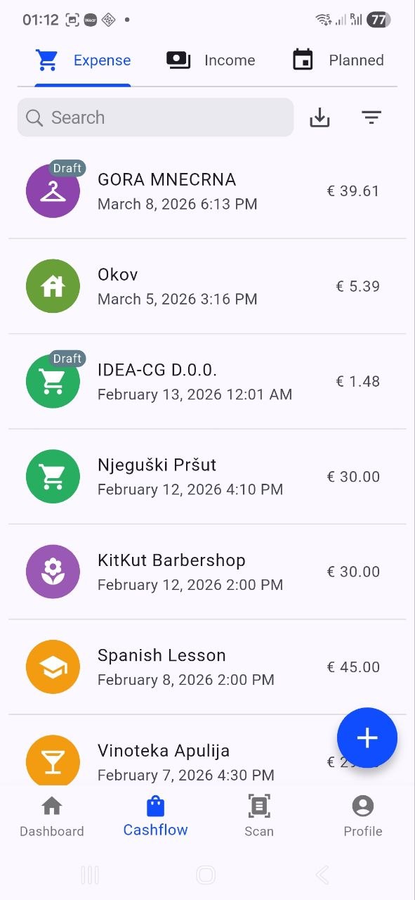 Cashflow screenshot